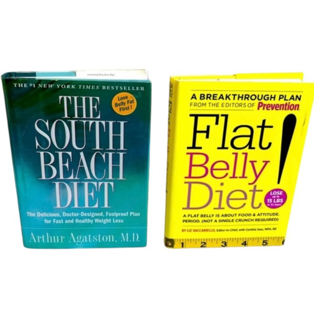 Lot of Two Diet Books: Flat Belly Diet The South Beach Diet Hardback Dust Covers